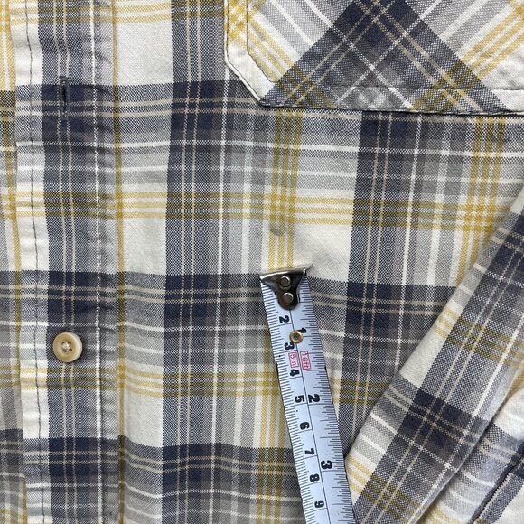 Timberland Button Down Shirt Men Sz M Yellow Plaid Long Sleeve Pockets Workwear* - Picture 8 of 13